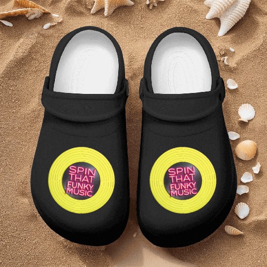 Spin Funky Music Neon Vinyl 70s Retro Nurse Clogs