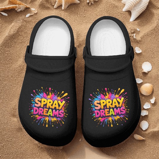 Vibrant Paint Splatters Playful Typography Nurse Clogs