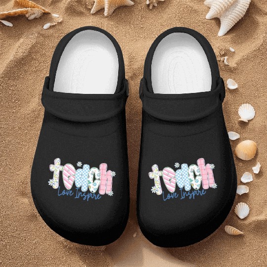 Preppy Teacher Teach Love Inspire Nurse Clogs