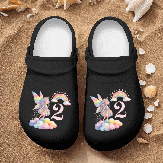 Magical Rainbow Fairy Elf 2nd Birthday Girl Nurse Clogs
