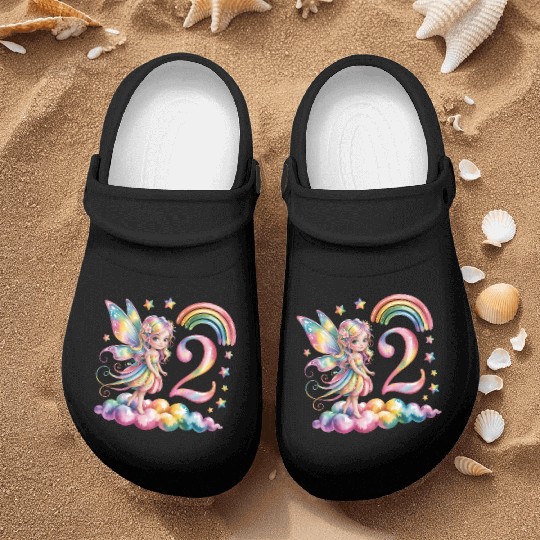 Magical Rainbow Fairy Elf 2nd Birthday Girl Nurse Clogs