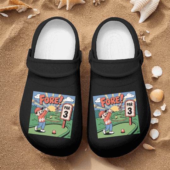 Mini Golf Retro Cartoon on Champion Unisex Nurse Clogs