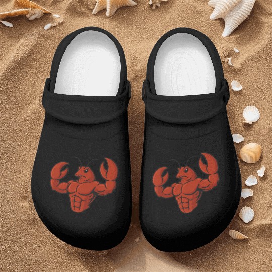 Crab lobster fitness workout cartoon strong biceps Nurse Clogs