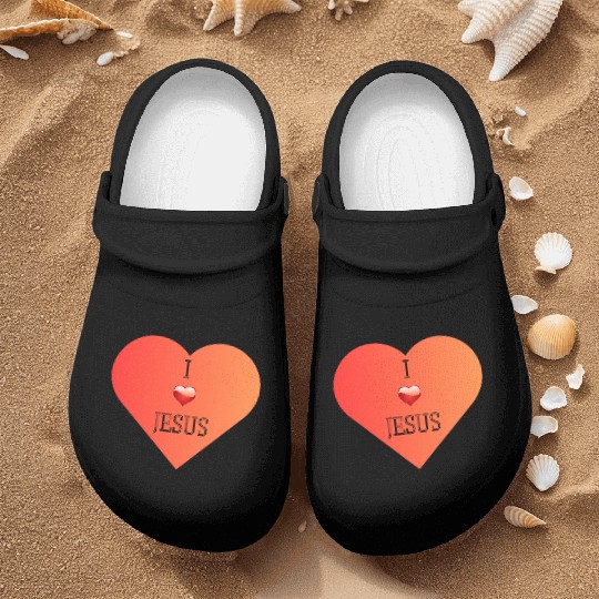 I Love Jesus Heart Design Nurse Clogs