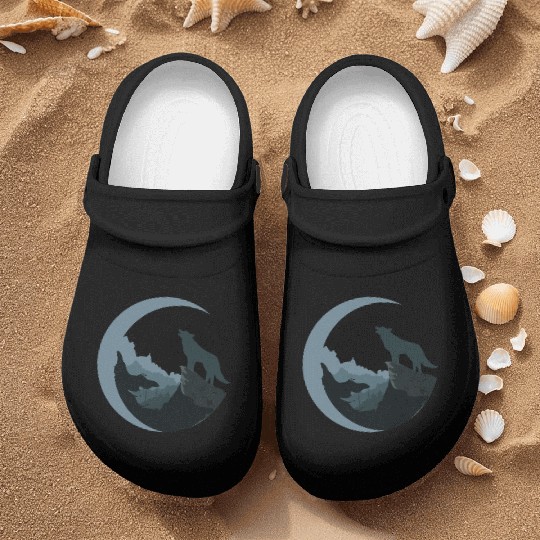 Wolf Moon Silhouette Nurse Clogs