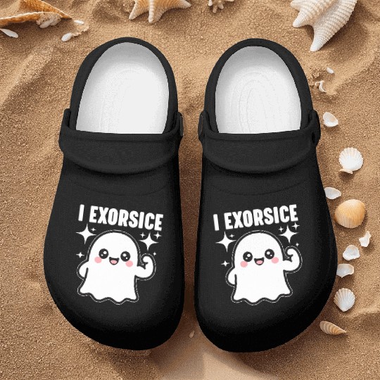 Ghost I Exorcise Funny Gym Exercise Workout Spooky Nurse Clogs