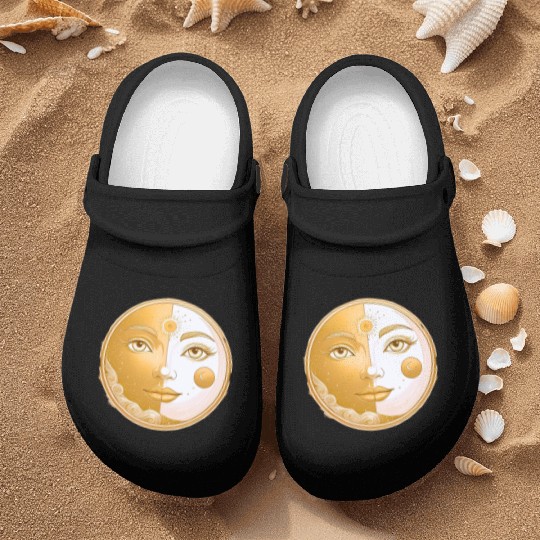 Celestial  Lunar Sun Face Art Nurse Clogs