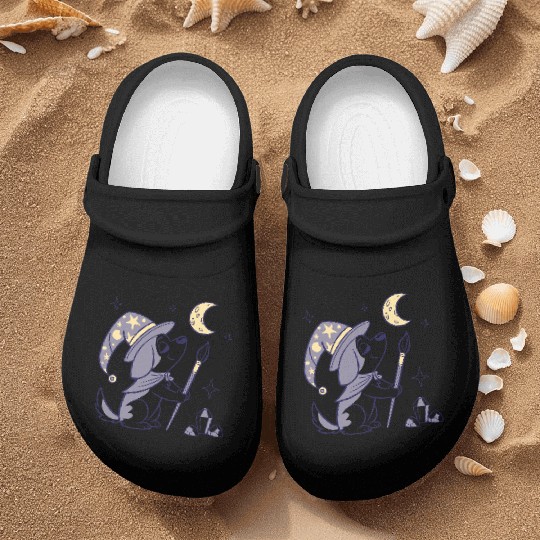 Mystical Moon Wizard Illustration Nurse Clogs