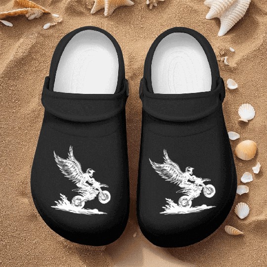 Winged Dirt Bike Rider Soaring Adventure Nurse Clogs