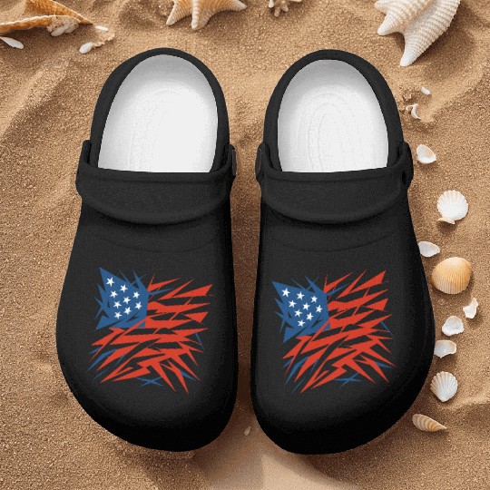 Abstract American Flag Deconstructivism Style Nurse Clogs