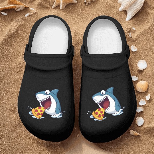 Playful Shark with Pizza Nurse Clogs