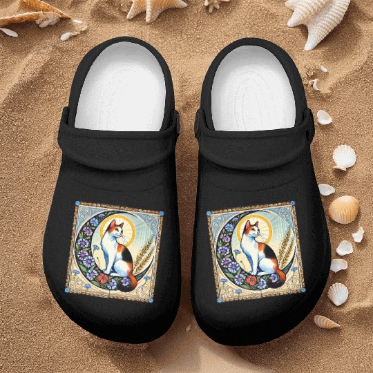Celestial Calico Cat Art Design Nurse Clogs
