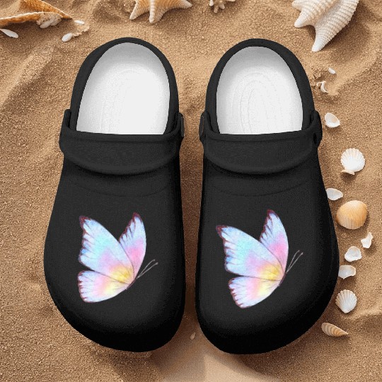 Watercolor Butterfly Pastel Design Nurse Clogs