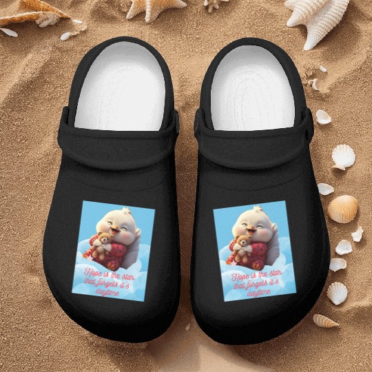 Whimsical Baby Duck with Teddy Bear Nurse Clogs