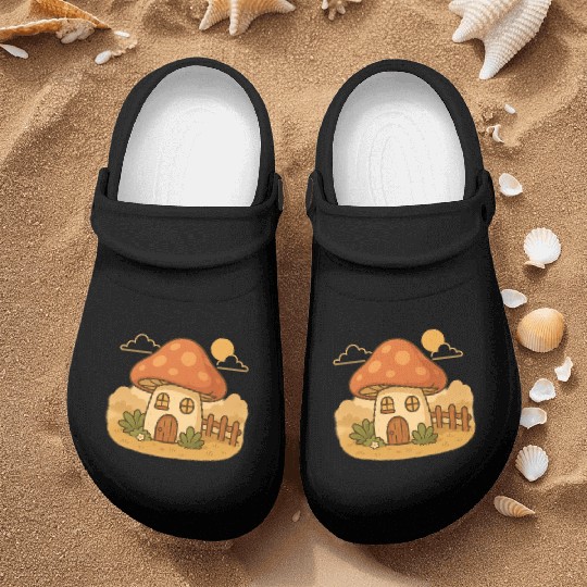 Whimsical Mushroom House Design Nurse Clogs