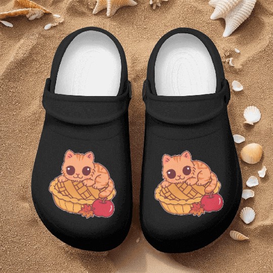 Kawaii Cat on Autumn Apple Pie Nurse Clogs