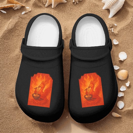Fiery Phoenix with Ramen Bowl Nurse Clogs