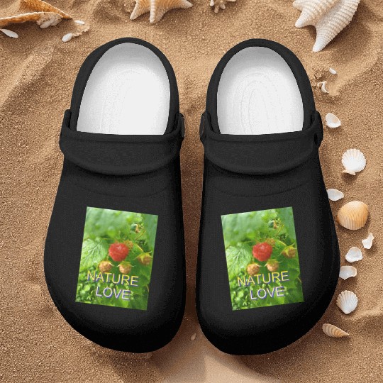 Vivid Raspberry and Greenery Nature Design Nurse Clogs