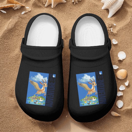 Flying Mythical Waterfowl with Adventure Theme Nurse Clogs