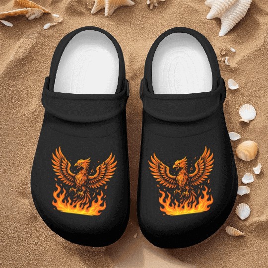 Fiery Phoenix Rising Illustration Nurse Clogs