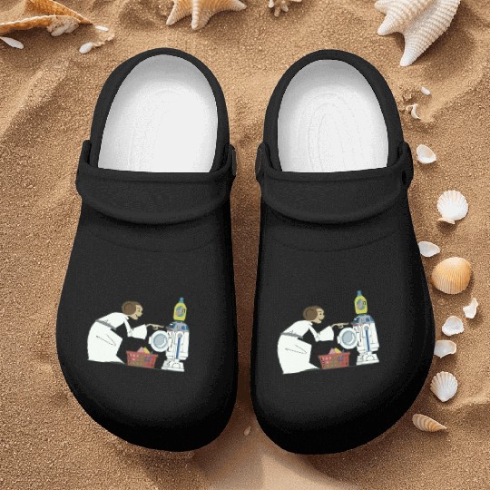 Funny Star Wars r2d2 and Leia comic Nurse Clogs