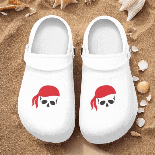 White Skull & Crossbones Nurse Clogs