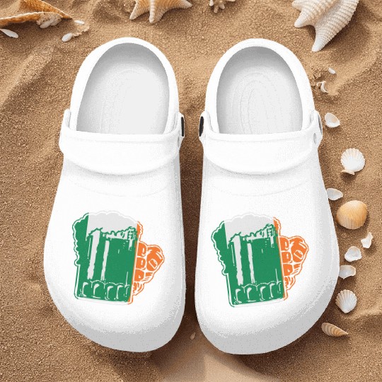 Irish Beer Mug Flag Nurse Clogs