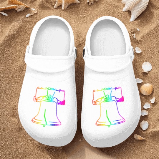 Rainbow Liberty Bell Nurse Clogs