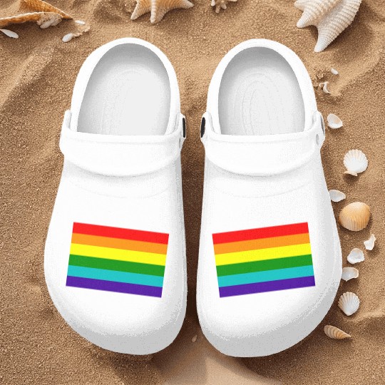 Gay pride rainbow flag Nurse Clogs