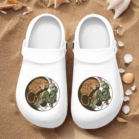 Yin yang tiger & dragon Nurse Clogs