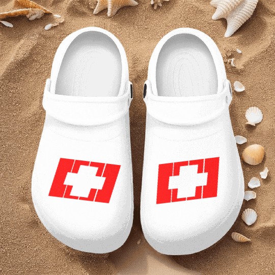 Switzerland Flagg Nurse Clogs