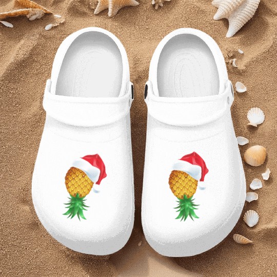 Santa Hat Swinger Upside Down Pineapple Nurse Clogs