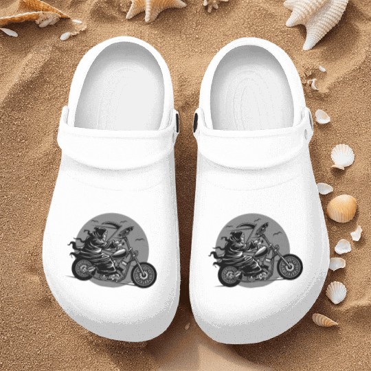 Death Motorcycle Death Grim Reaper Crow Gift Idea Nurse Clogs