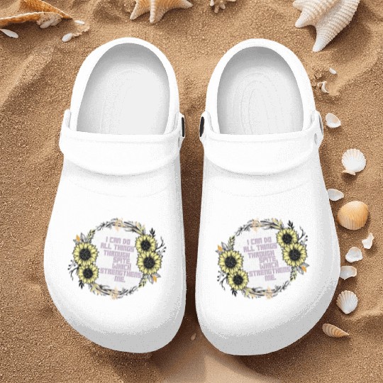 Sunflower Cross Stitch I Can Do All Things Through Nurse Clogs