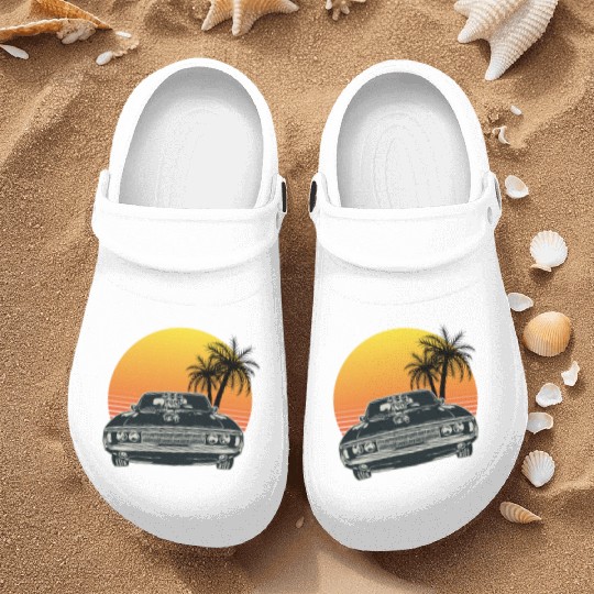 Muscle Car Sunset Nurse Clogs