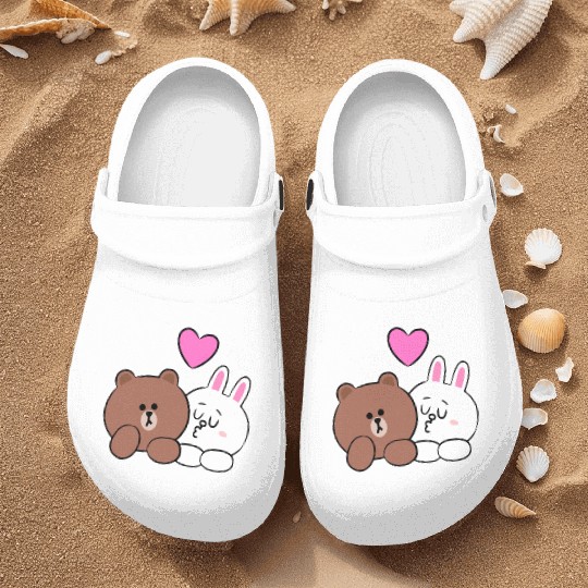 Cute Brown Bear Cony Bunny Rabbit Lean On Me I Lov Nurse Clogs
