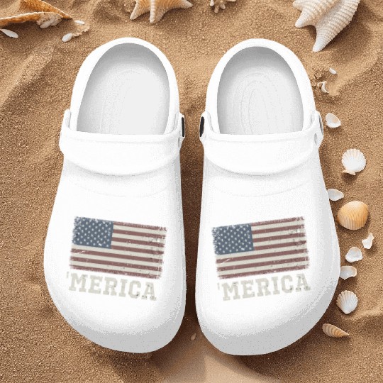 Merica Vintage Usa Flag Nurse Clogs