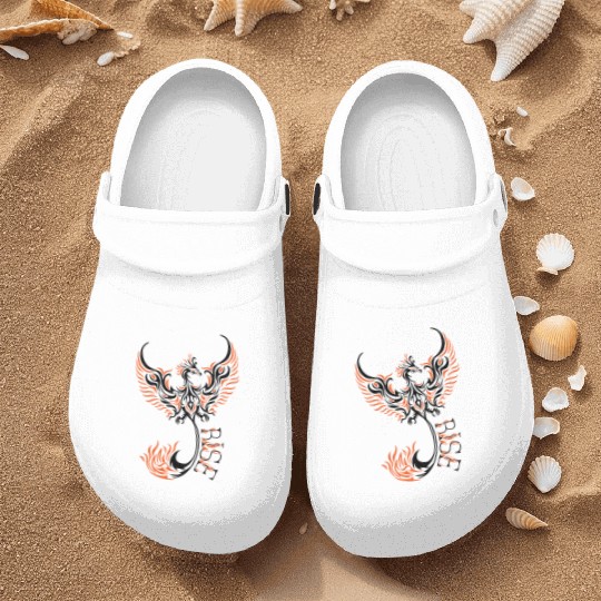 PHOENIX tattoo / Tribal art - Black and Orange Nurse Clogs