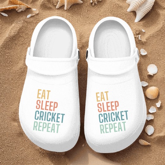 Eat Sleep Cricket Repeat Nurse Clogs