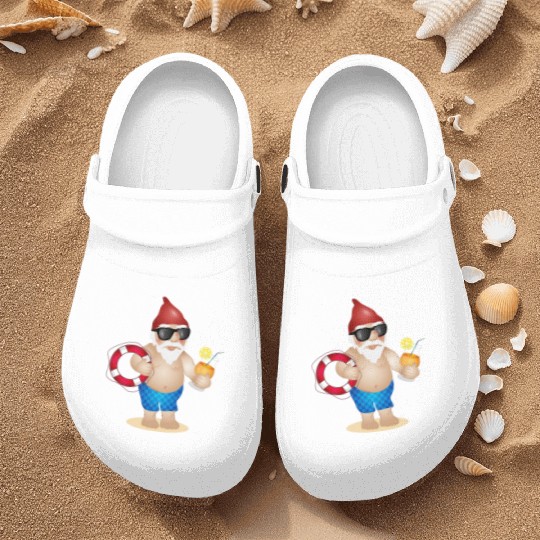Garden gnome with swimming trunks and lifebuoy Nurse Clogs