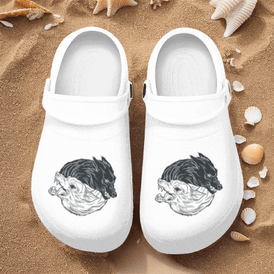 Wolf yin yang meditation philosophy symbol Nurse Clogs