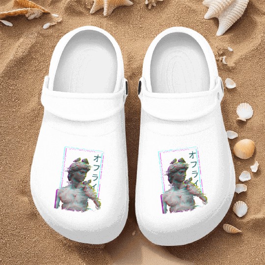 Greek Statue Ancient Vaporwave Synthwave Glitch Nurse Clogs