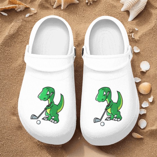 Tyrannosaurus Golf Player Golfer Golfing Funny Nurse Clogs