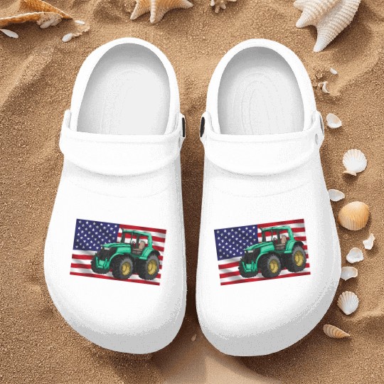 Proud American Farmer Tractor Nurse Clogs