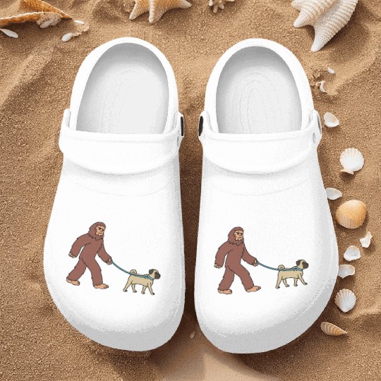 Bigfoot Sasquatch Walking Pug Nurse Clogs