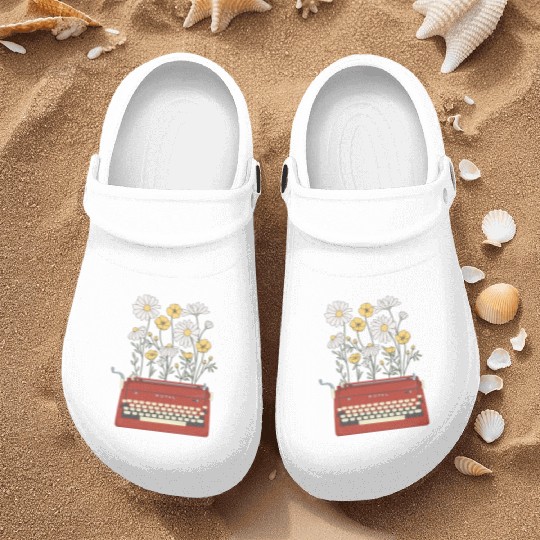 Wild Flower Type Writer Nurse Clogs