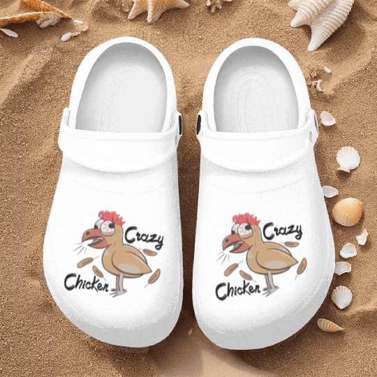 Crazy Shocked Farm Chicken Funny Cartoon White Nurse Clogs