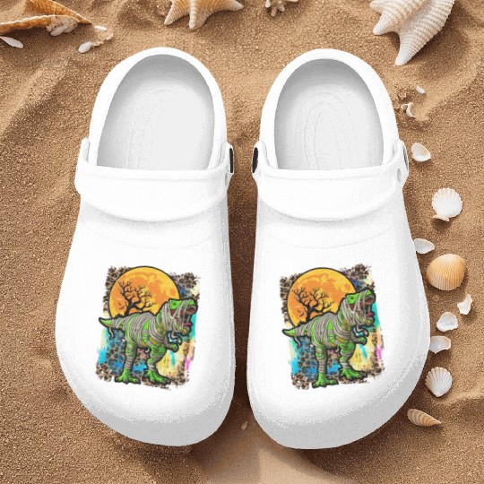Halloween Dinosaur Zombie Tie Dye Nurse Clogs