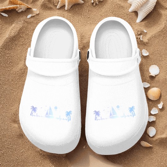 Sailboat Heartbeat Sunset Ocean Dad Nurse Clogs