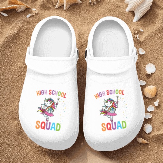 High School Squad Unicorn Back To School Nurse Clogs